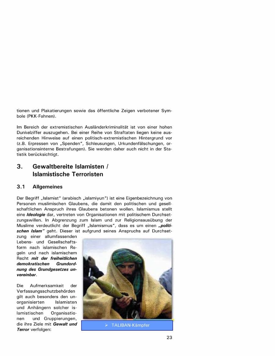 Seite 23 des Verfassungsschutzbericht 2001 Hamburg