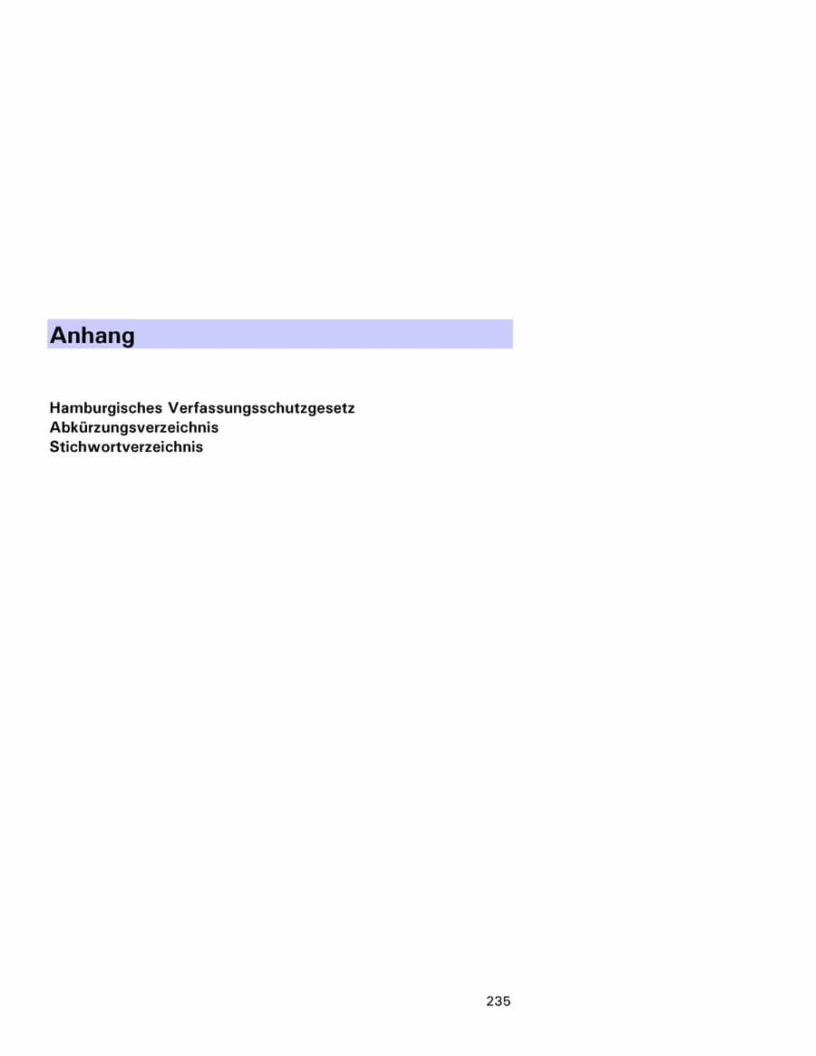 Seite 235 des Verfassungsschutzbericht 2001 Hamburg