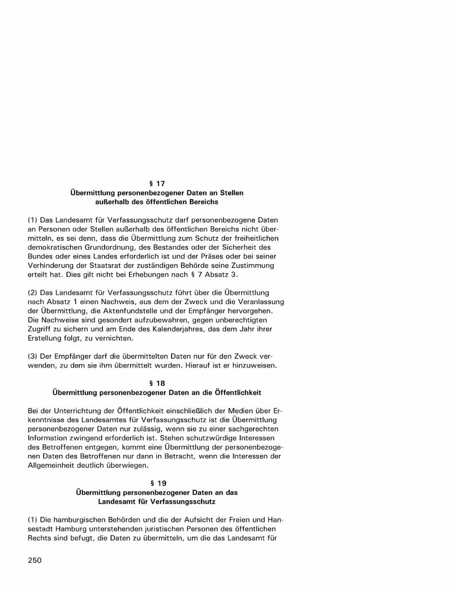 Seite 250 des Verfassungsschutzbericht 2001 Hamburg