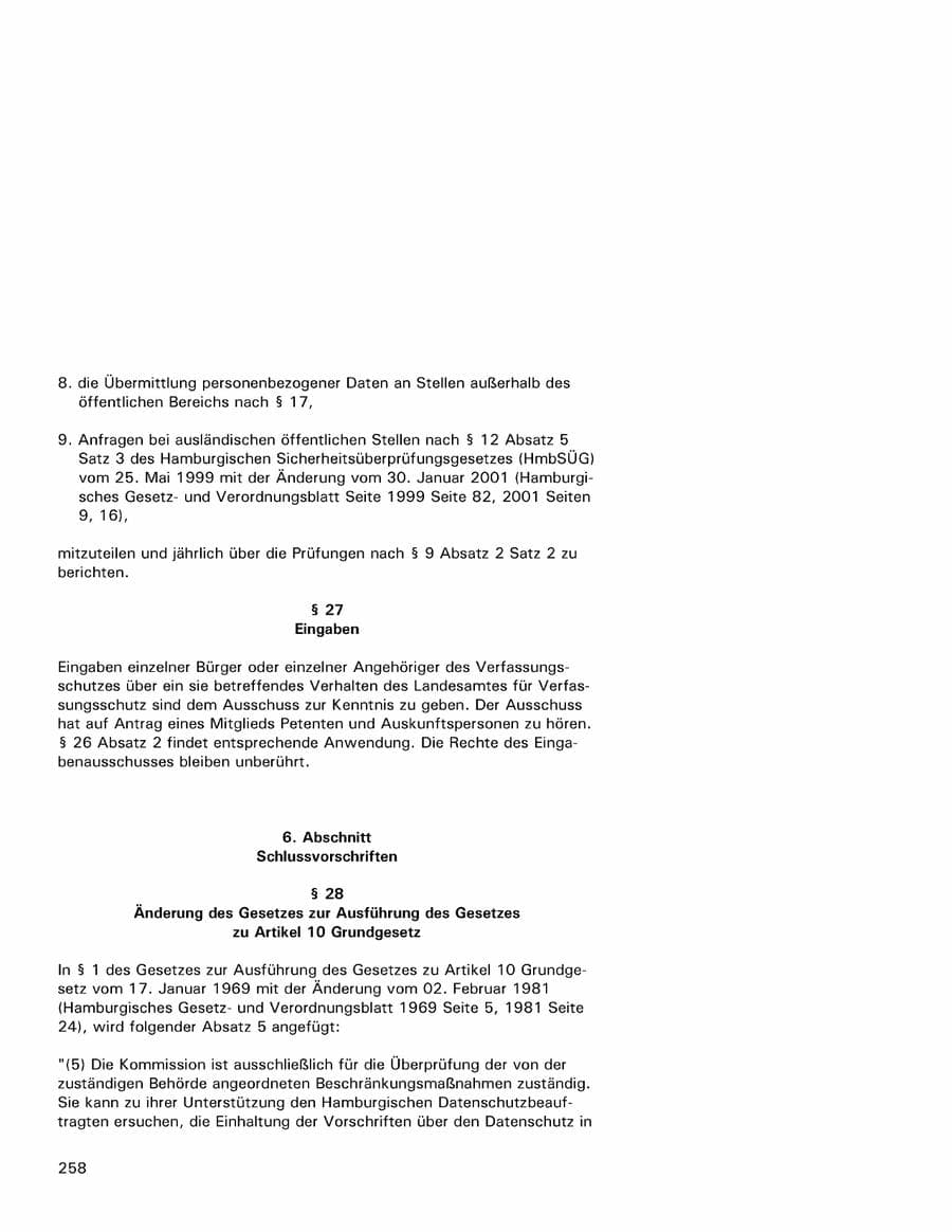 Seite 258 des Verfassungsschutzbericht 2001 Hamburg