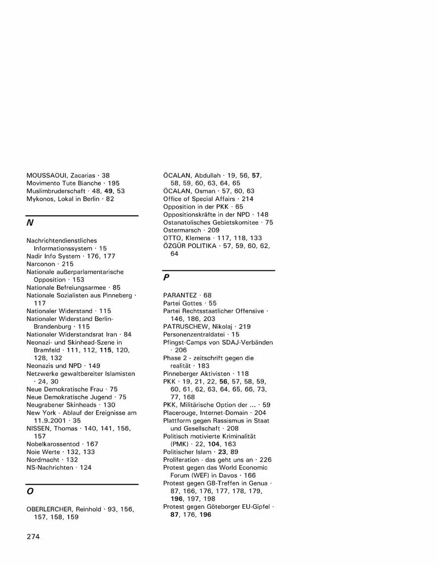 Seite 274 des Verfassungsschutzbericht 2001 Hamburg