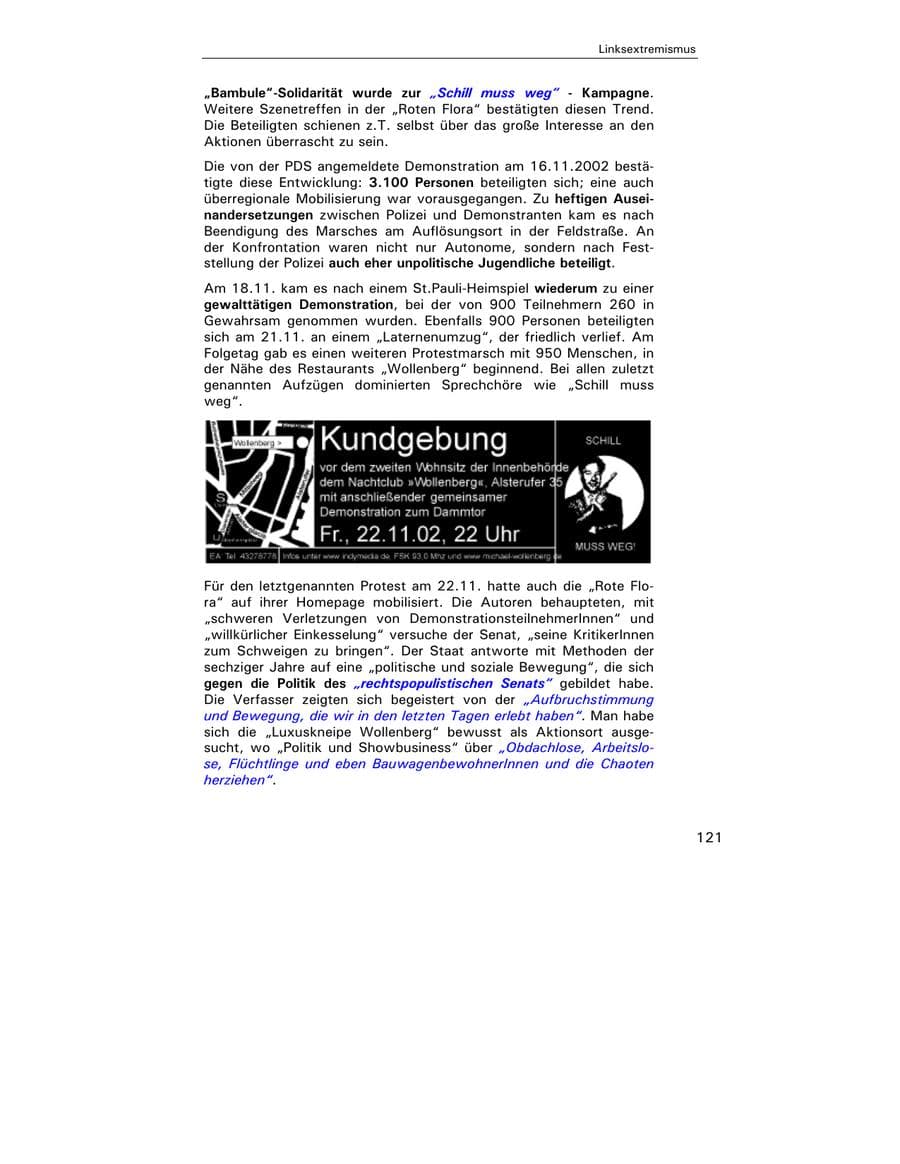 Seite 123 des Verfassungsschutzbericht 2002 Hamburg