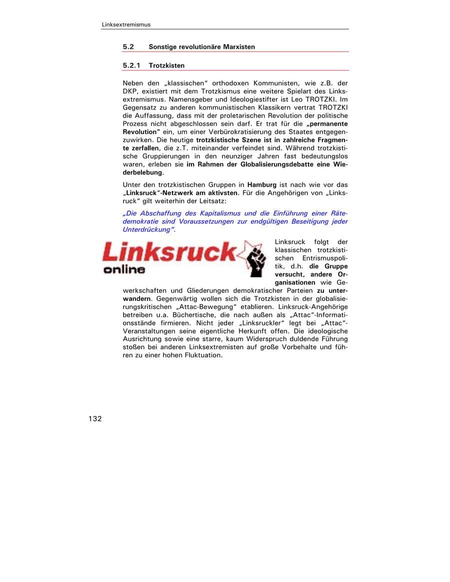 Seite 134 des Verfassungsschutzbericht 2002 Hamburg