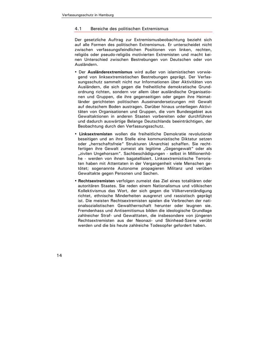Seite 16 des Verfassungsschutzbericht 2002 Hamburg