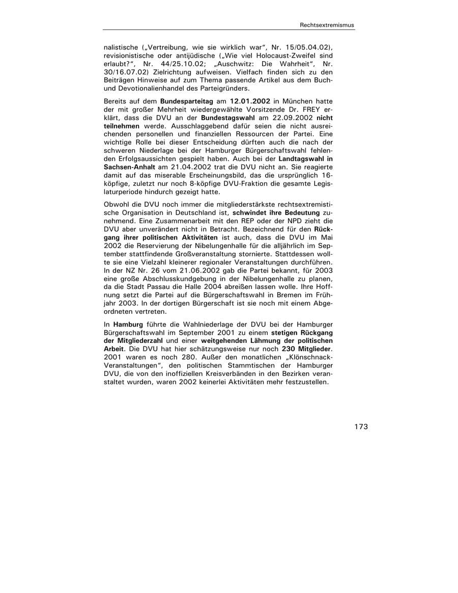 Seite 175 des Verfassungsschutzbericht 2002 Hamburg