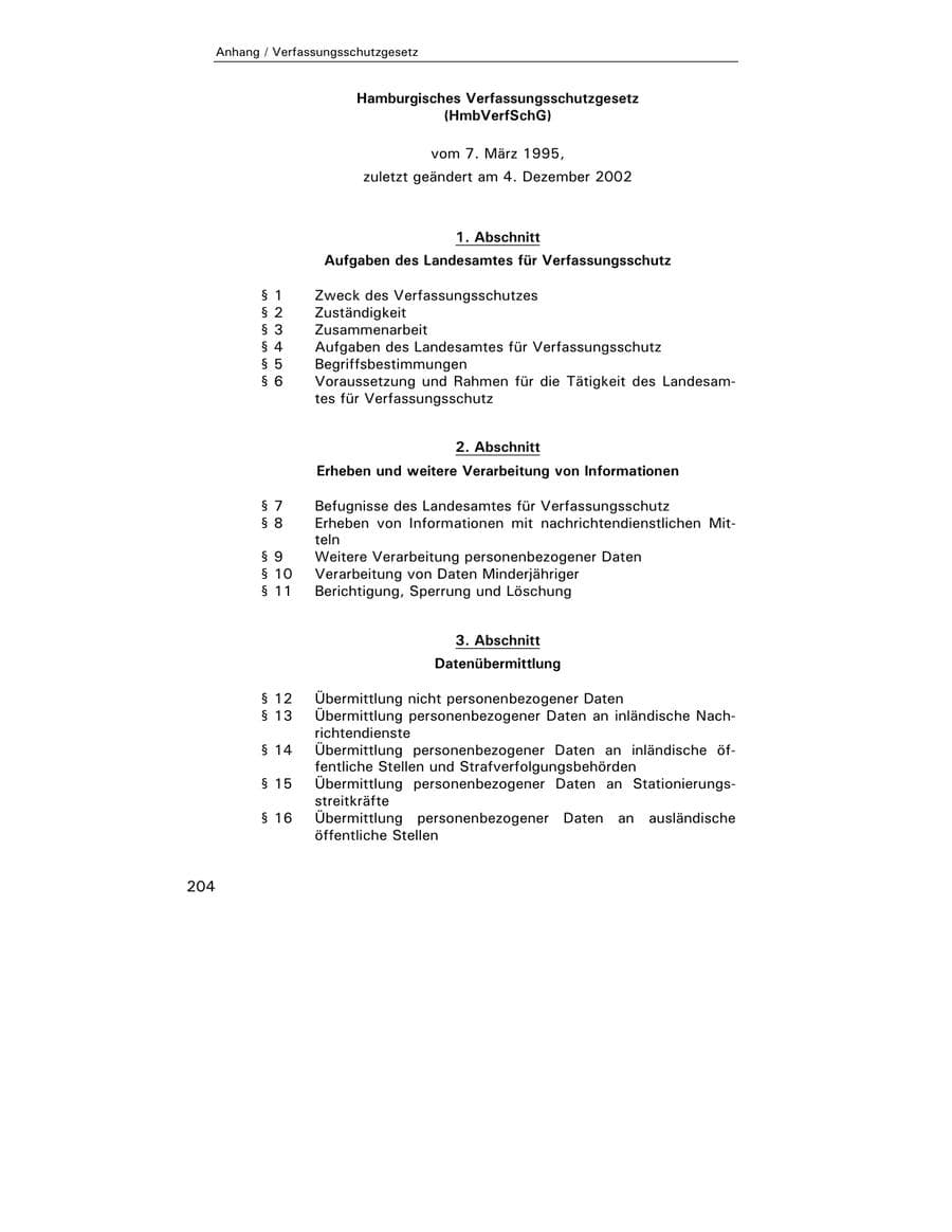 Seite 206 des Verfassungsschutzbericht 2002 Hamburg
