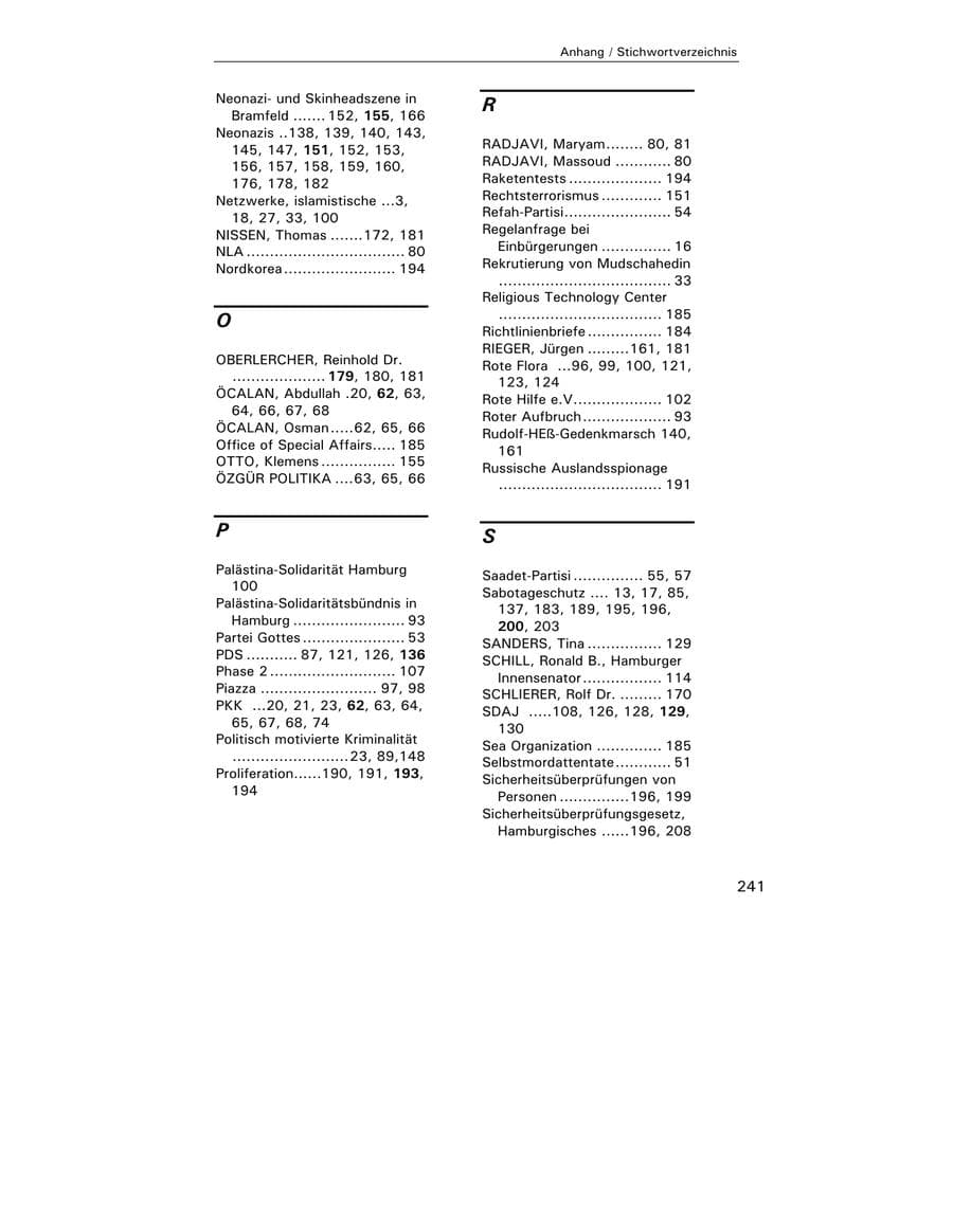 Seite 243 des Verfassungsschutzbericht 2002 Hamburg
