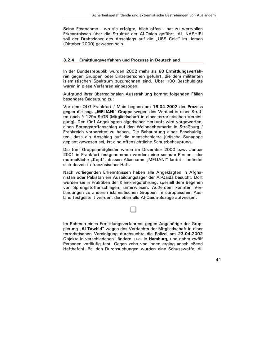 Seite 43 des Verfassungsschutzbericht 2002 Hamburg