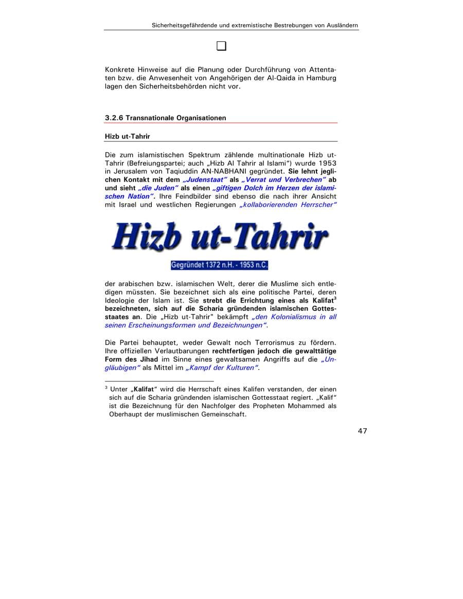 Seite 49 des Verfassungsschutzbericht 2002 Hamburg