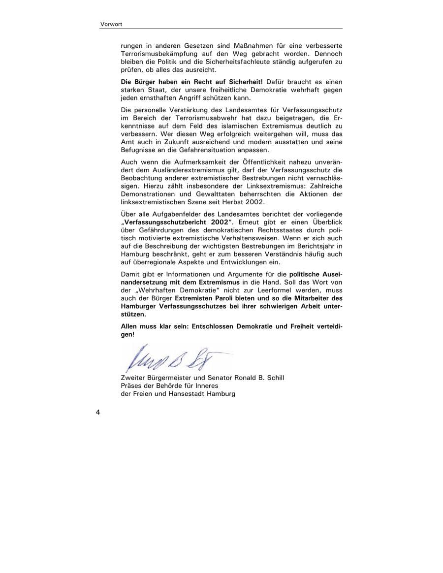 Seite 6 des Verfassungsschutzbericht 2002 Hamburg