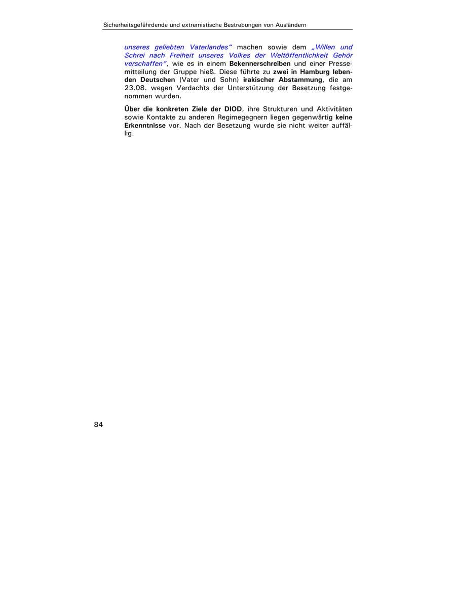 Seite 86 des Verfassungsschutzbericht 2002 Hamburg