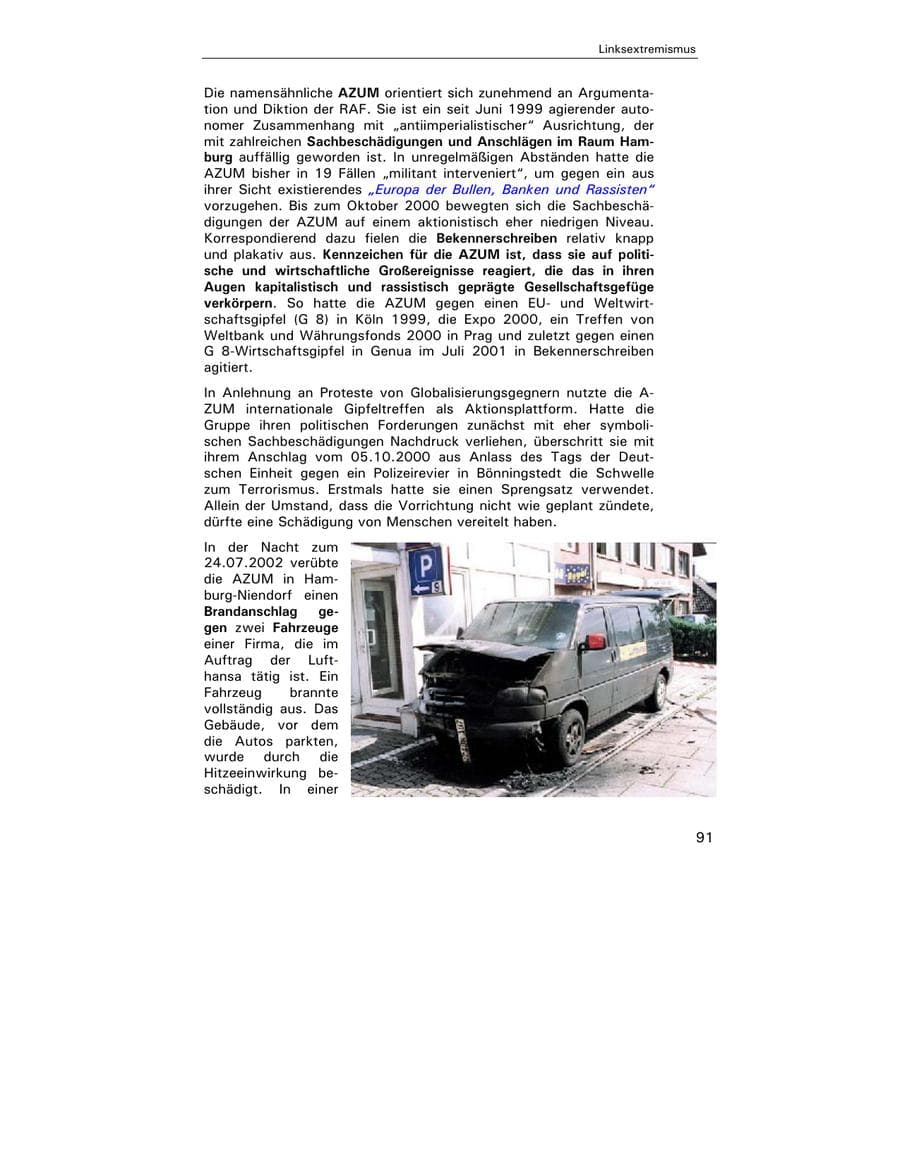 Seite 93 des Verfassungsschutzbericht 2002 Hamburg