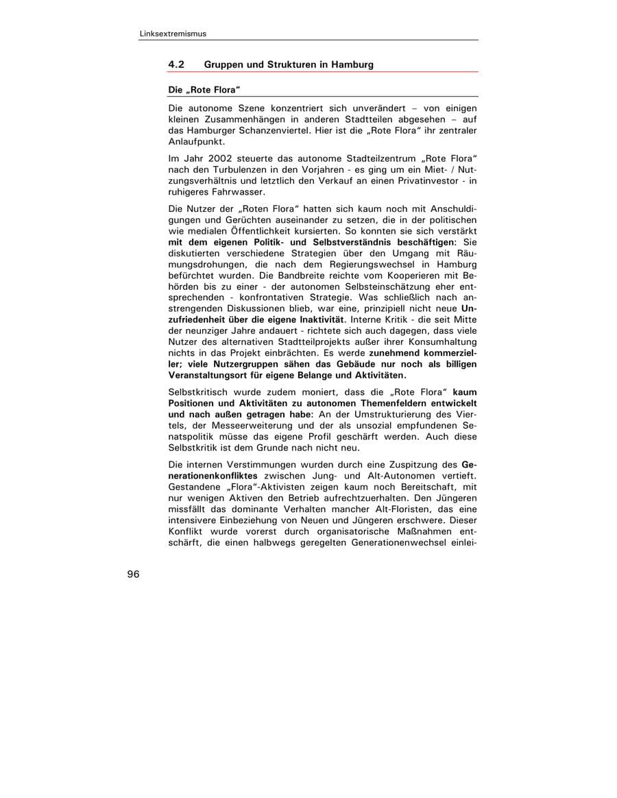 Seite 98 des Verfassungsschutzbericht 2002 Hamburg