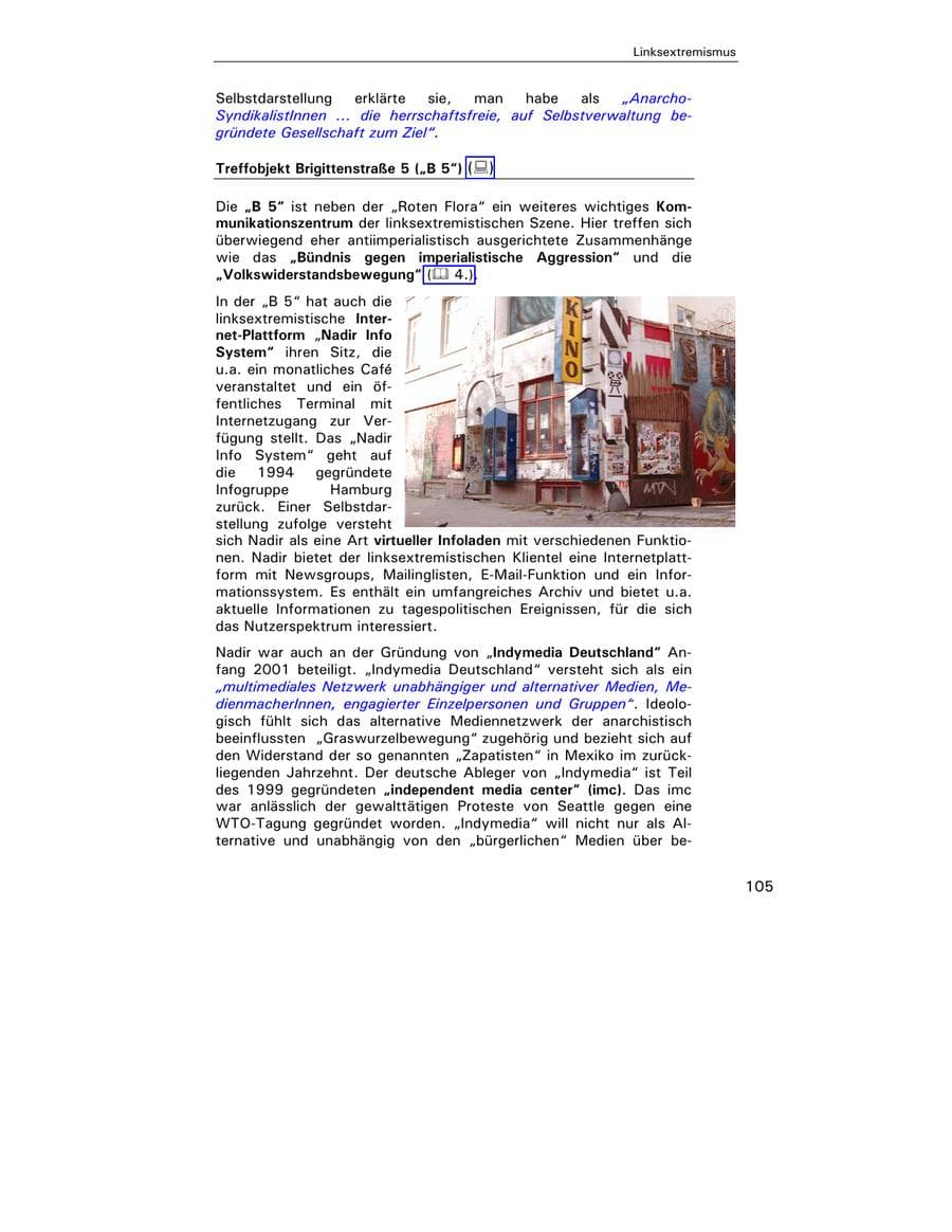 Seite 106 des Verfassungsschutzbericht 2003 Hamburg