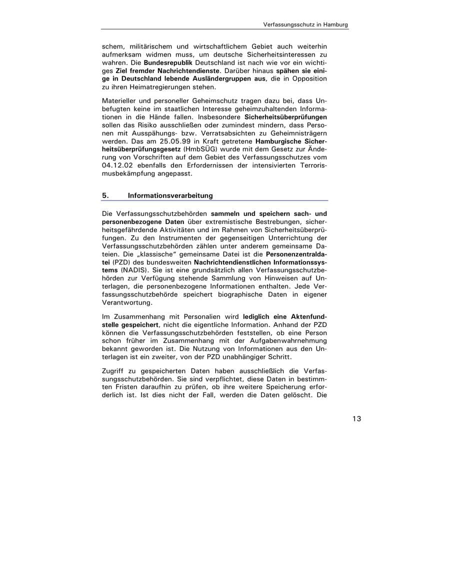 Seite 14 des Verfassungsschutzbericht 2003 Hamburg