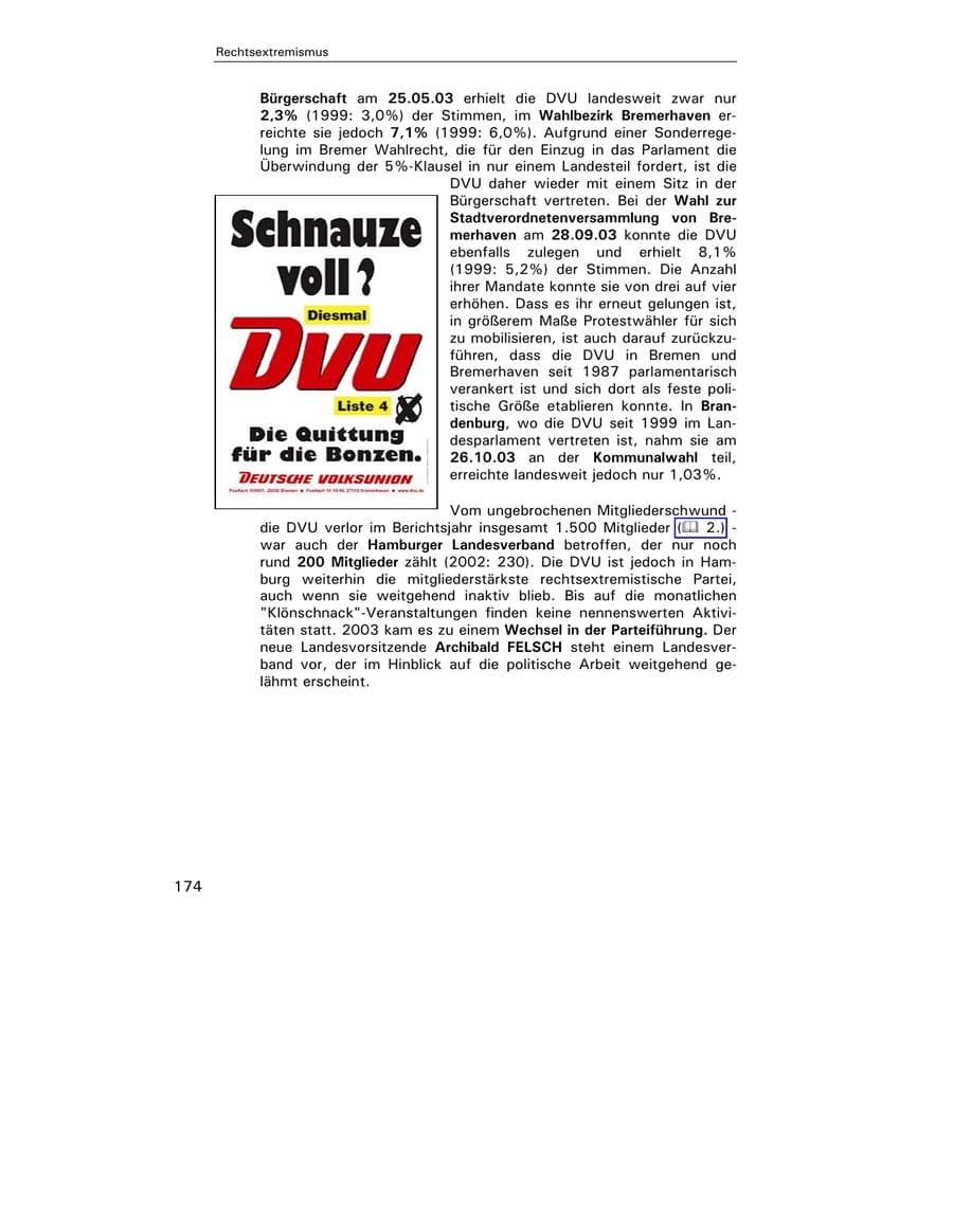 Seite 175 des Verfassungsschutzbericht 2003 Hamburg