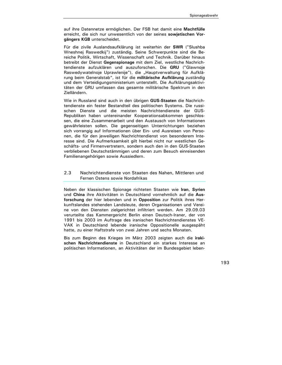 Seite 194 des Verfassungsschutzbericht 2003 Hamburg