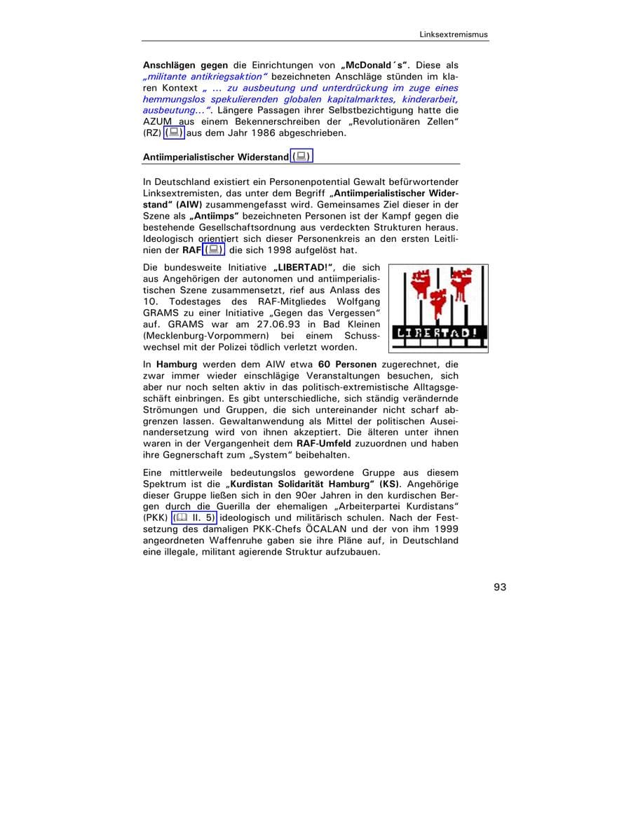 Seite 94 des Verfassungsschutzbericht 2003 Hamburg
