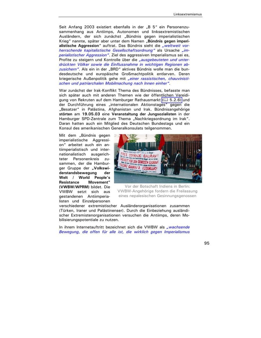 Seite 96 des Verfassungsschutzbericht 2003 Hamburg