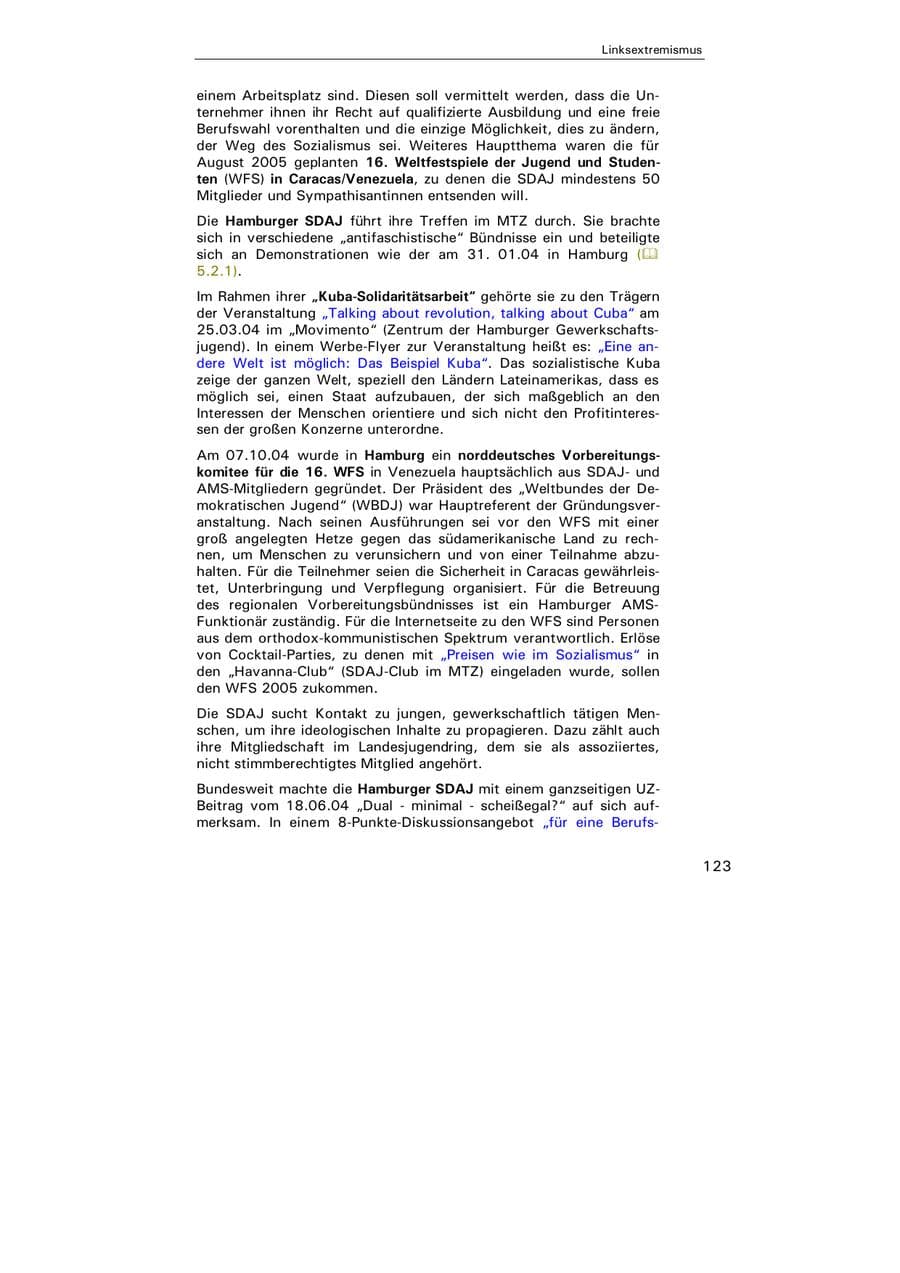 Seite 124 des Verfassungsschutzbericht 2004 Hamburg