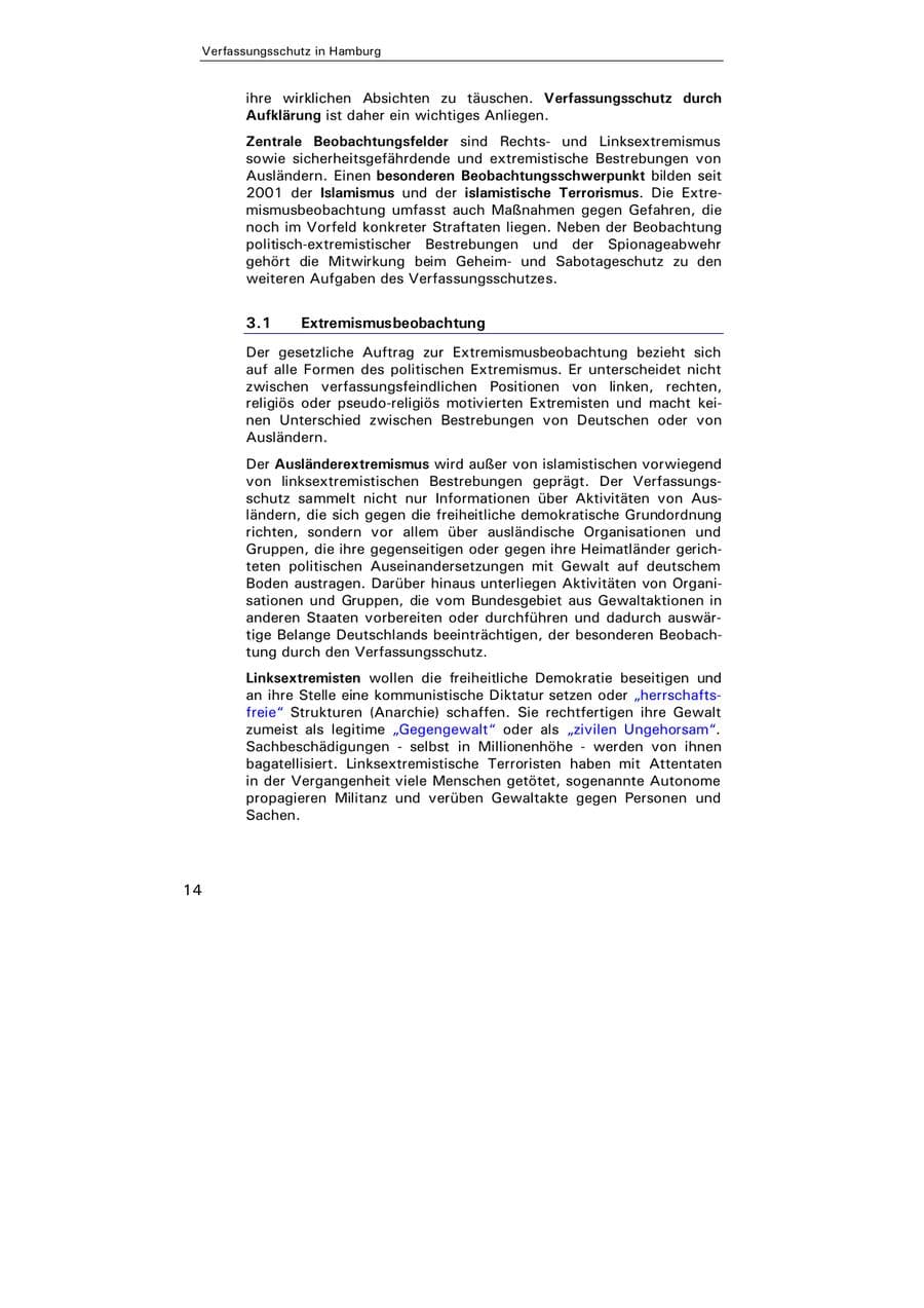 Seite 15 des Verfassungsschutzbericht 2004 Hamburg