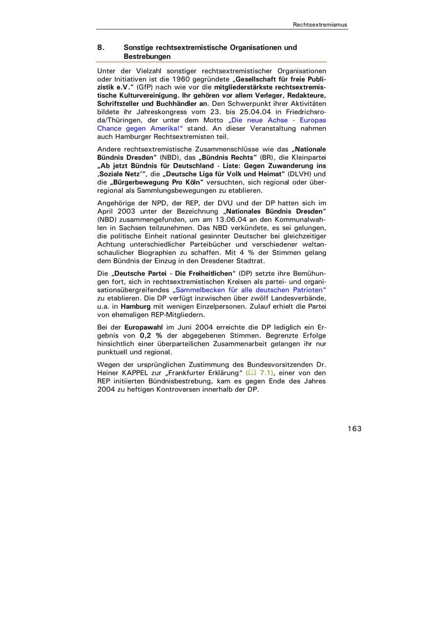 Seite 164 des Verfassungsschutzbericht 2004 Hamburg