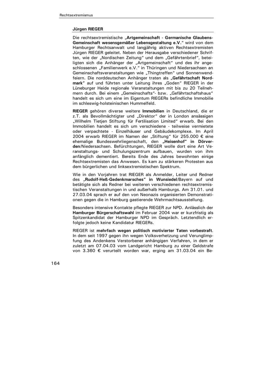 Seite 165 des Verfassungsschutzbericht 2004 Hamburg