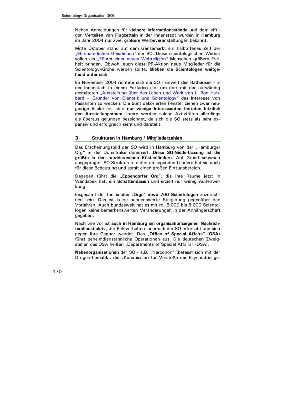 Seite 171 des Verfassungsschutzbericht 2004 Hamburg