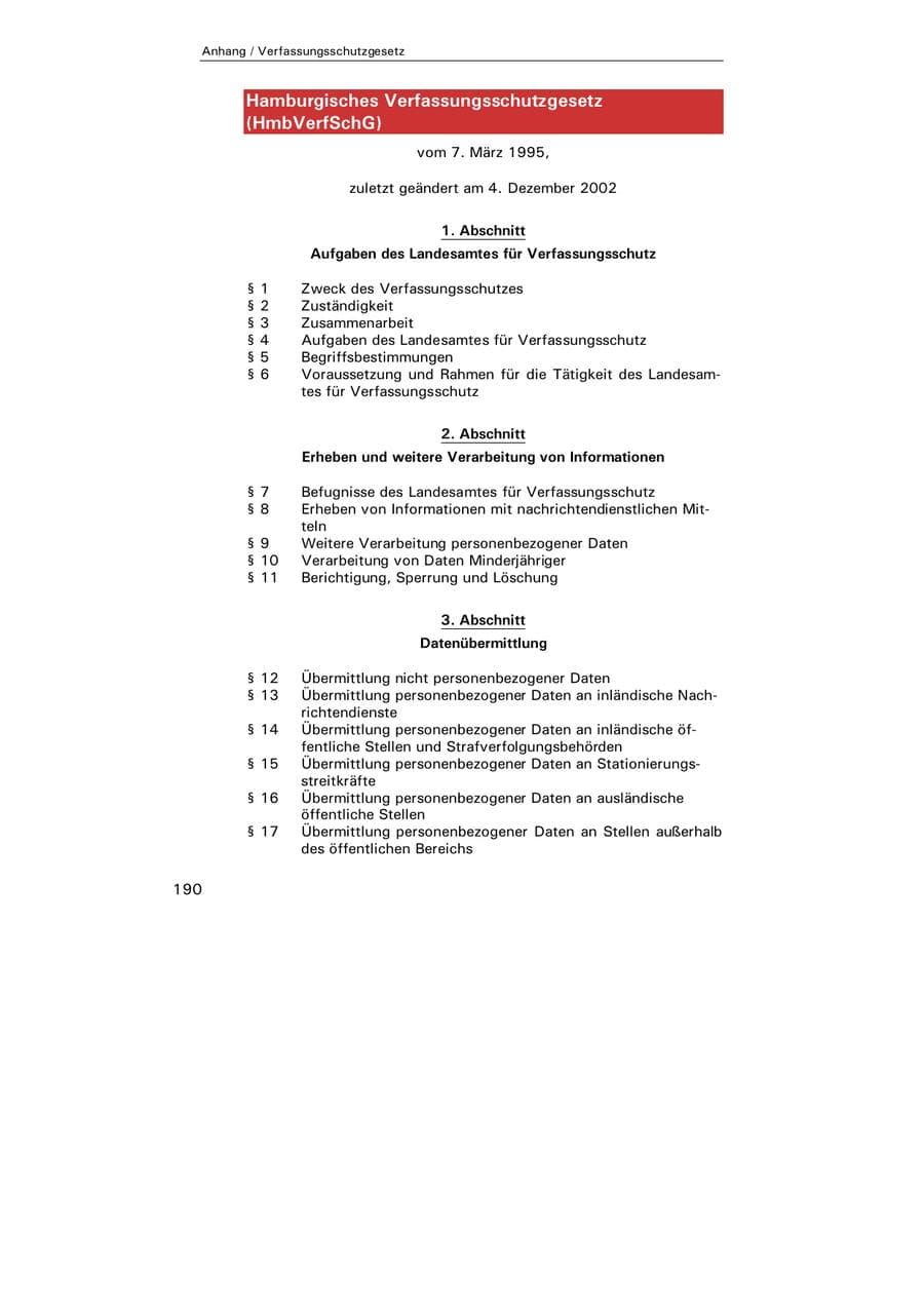 Seite 191 des Verfassungsschutzbericht 2004 Hamburg