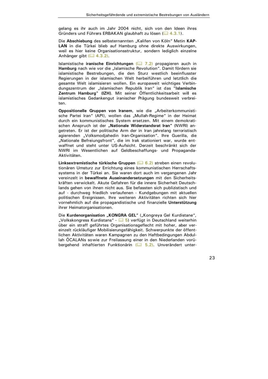 Seite 24 des Verfassungsschutzbericht 2004 Hamburg