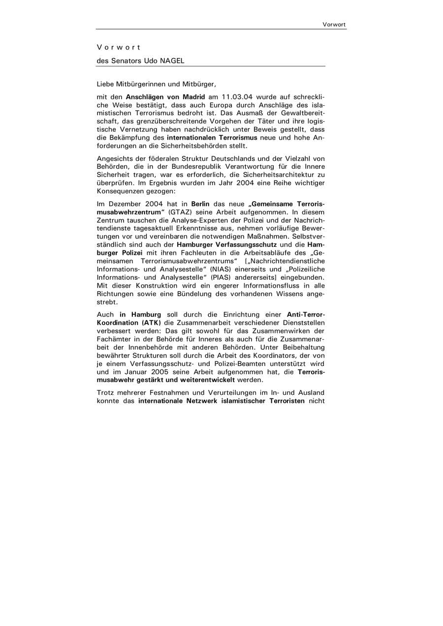 Seite 4 des Verfassungsschutzbericht 2004 Hamburg