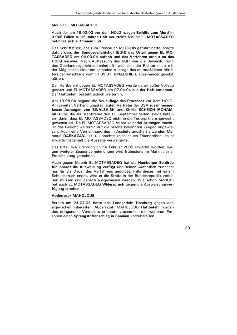 Seite 40 des Verfassungsschutzbericht 2004 Hamburg
