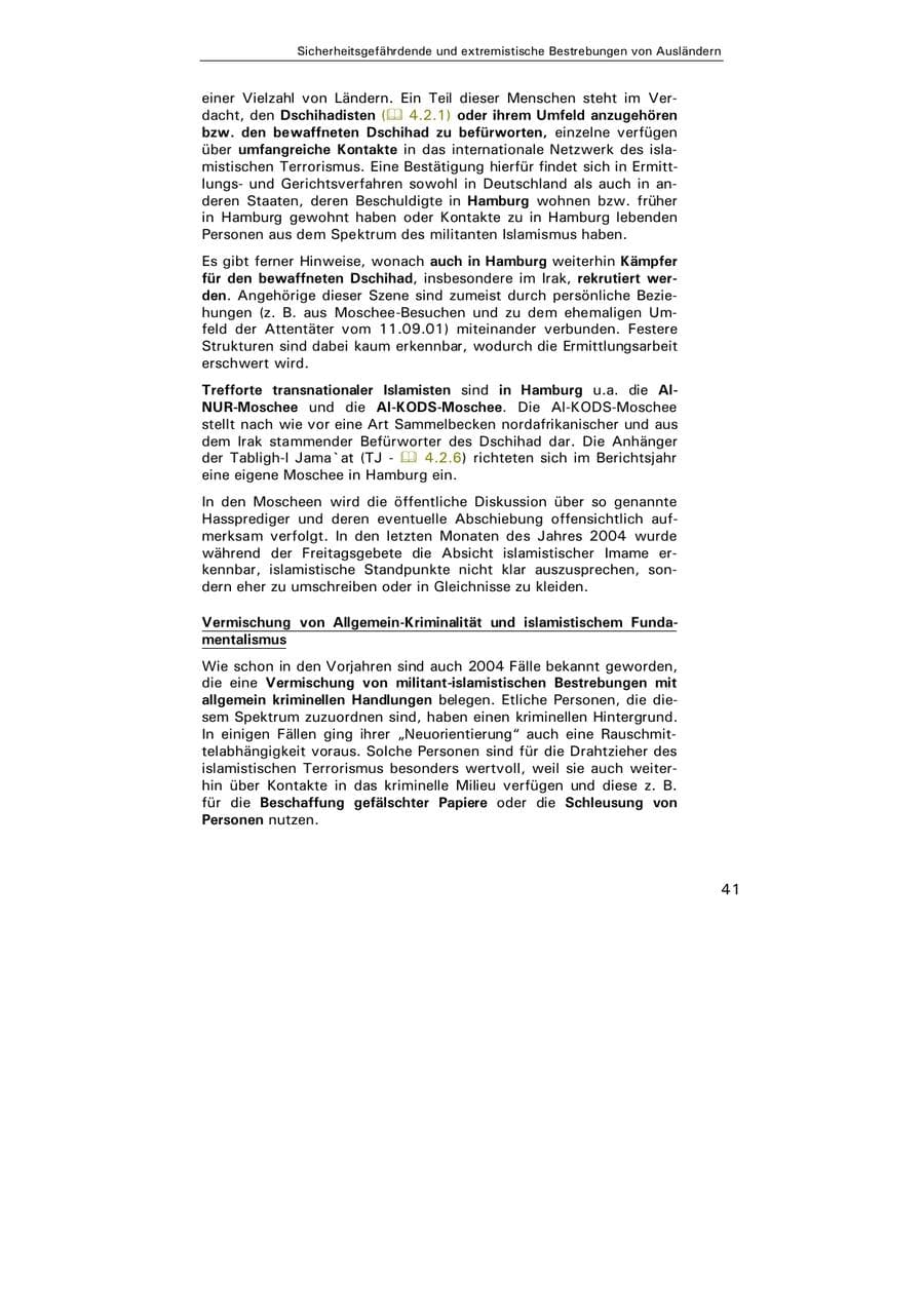 Seite 42 des Verfassungsschutzbericht 2004 Hamburg