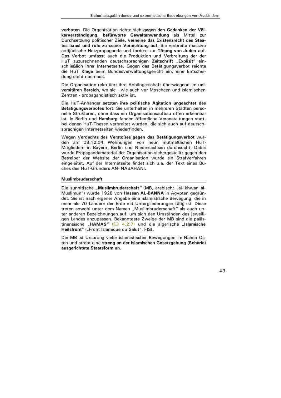 Seite 44 des Verfassungsschutzbericht 2004 Hamburg