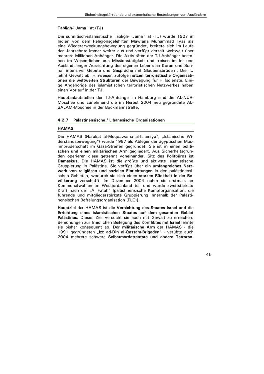 Seite 46 des Verfassungsschutzbericht 2004 Hamburg