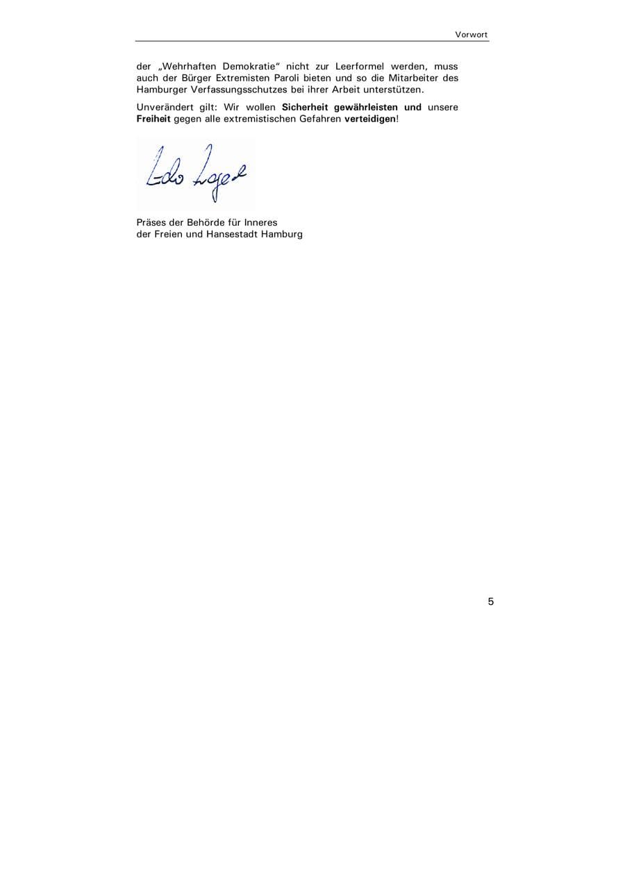 Seite 6 des Verfassungsschutzbericht 2004 Hamburg