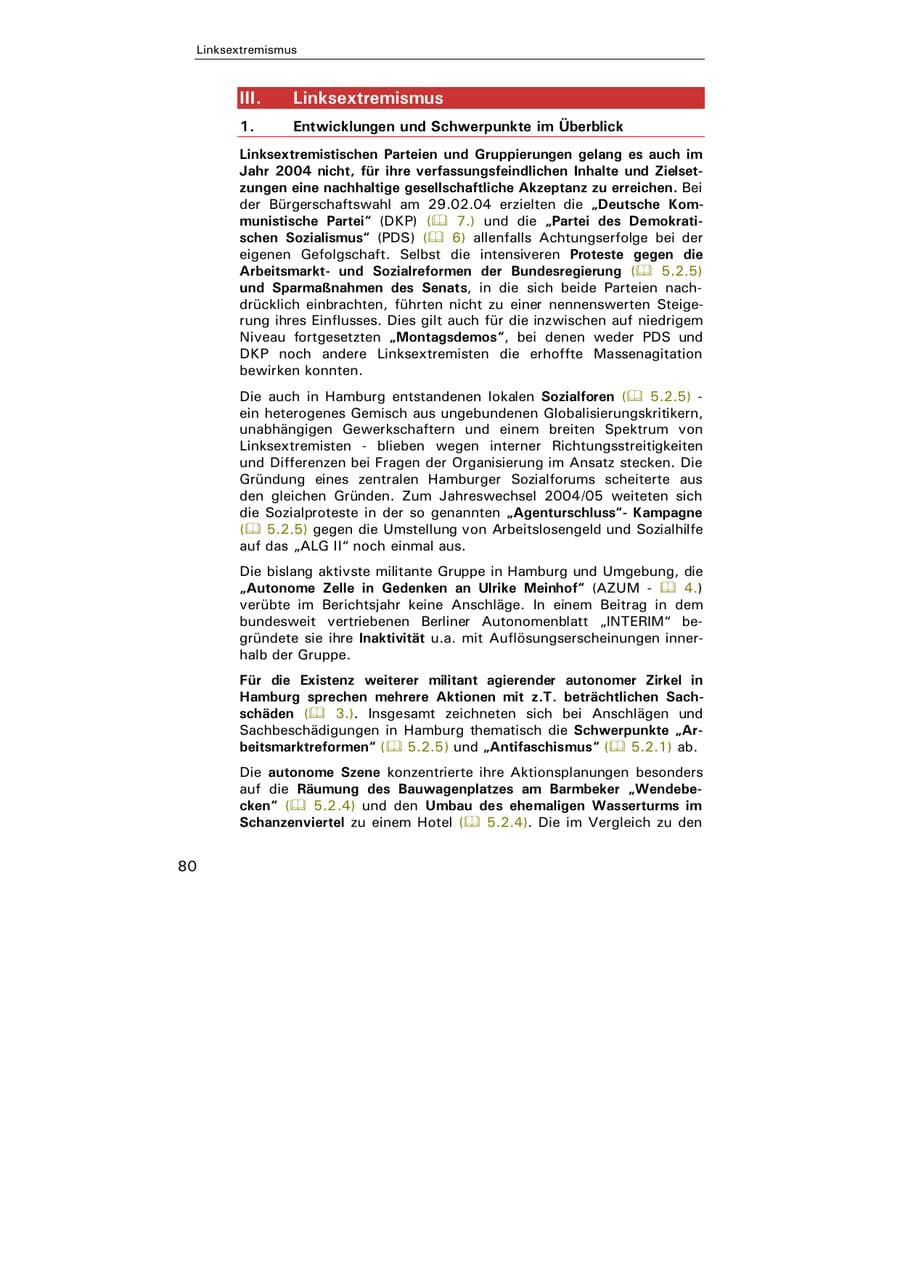 Seite 81 des Verfassungsschutzbericht 2004 Hamburg