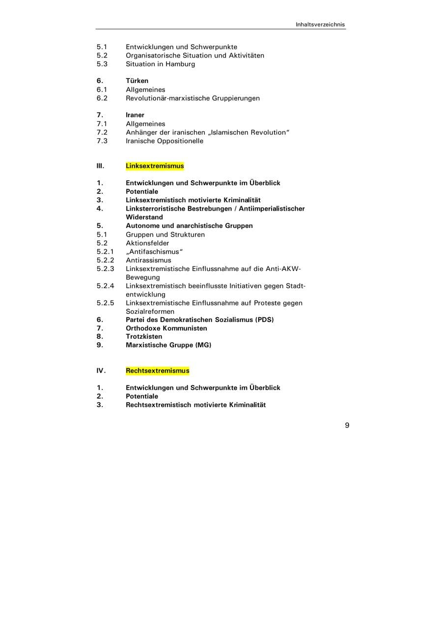 Seite 10 des Verfassungsschutzbericht 2004 Hamburg
