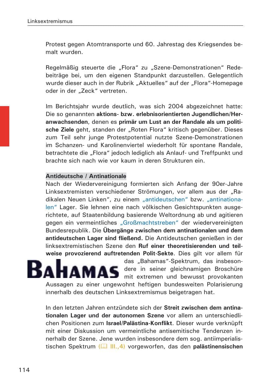 Seite 114 des Verfassungsschutzbericht 2005 Hamburg