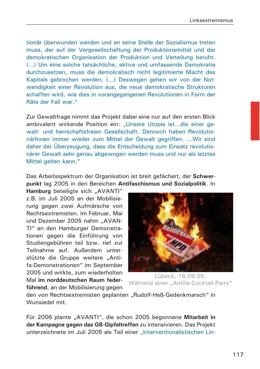 Seite 117 des Verfassungsschutzbericht 2005 Hamburg