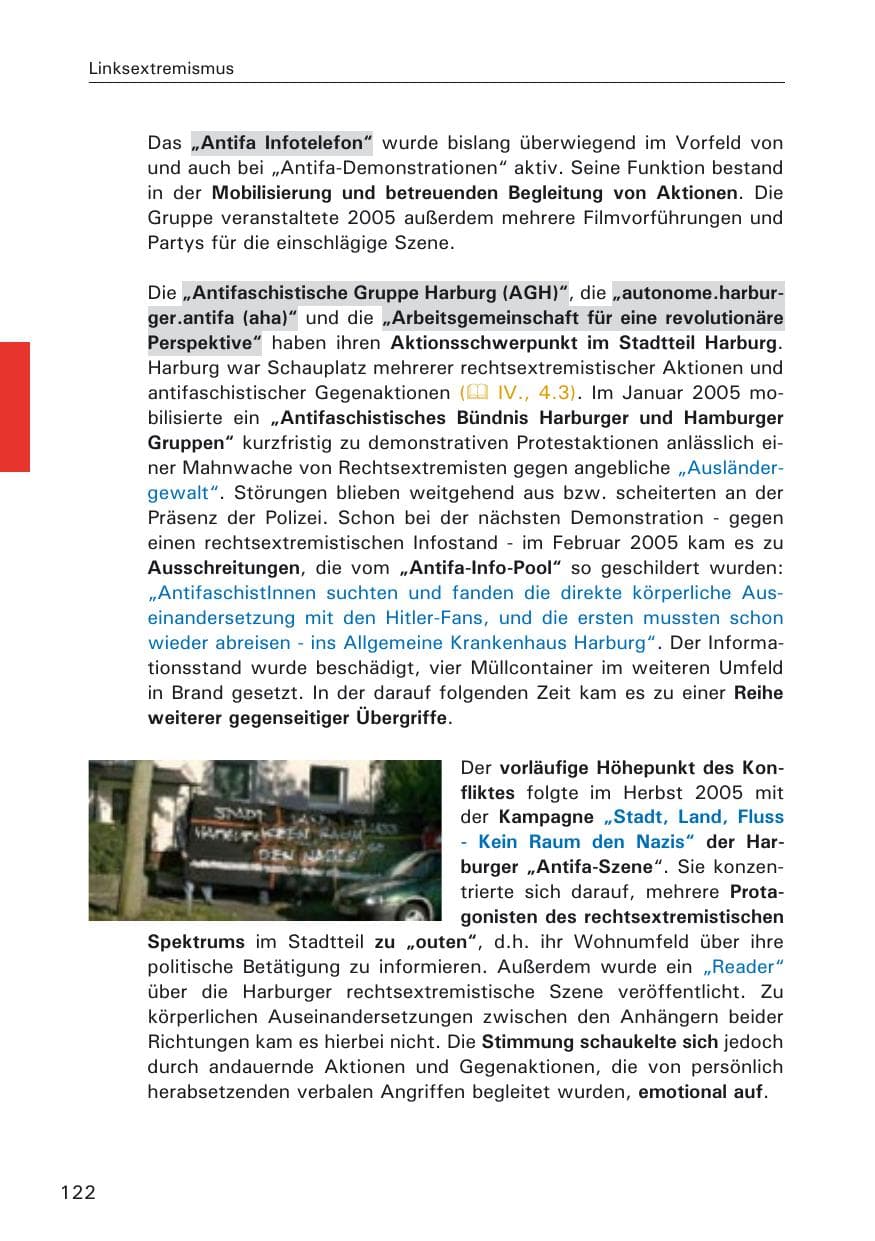 Seite 122 des Verfassungsschutzbericht 2005 Hamburg