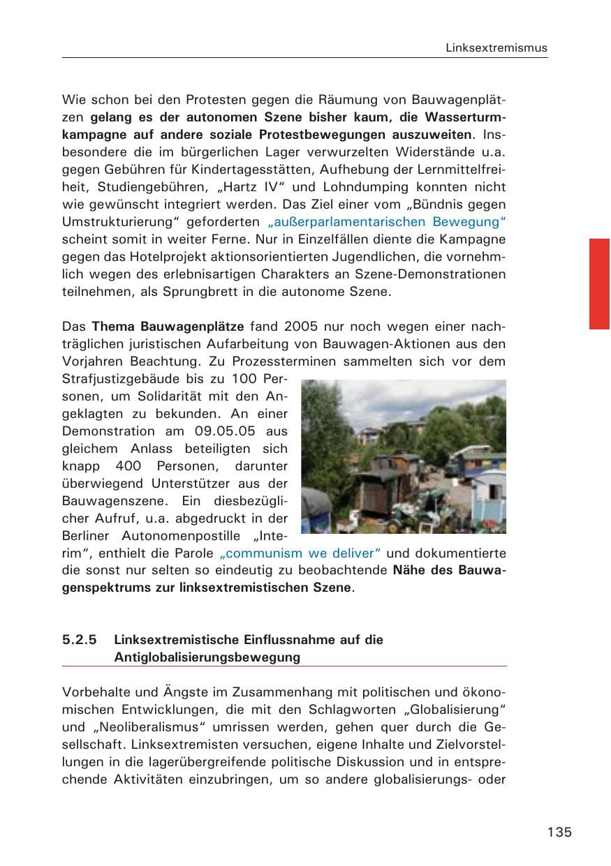Seite 135 des Verfassungsschutzbericht 2005 Hamburg