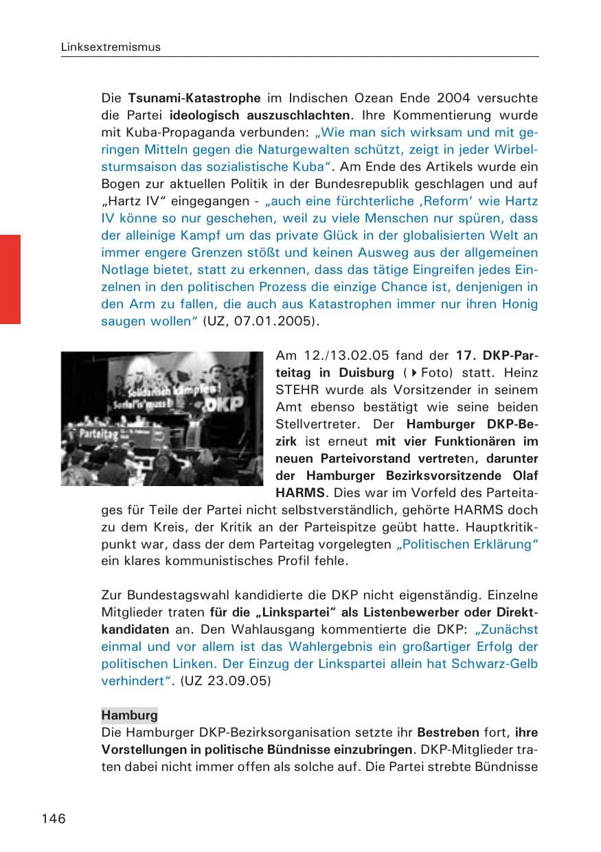 Seite 146 des Verfassungsschutzbericht 2005 Hamburg