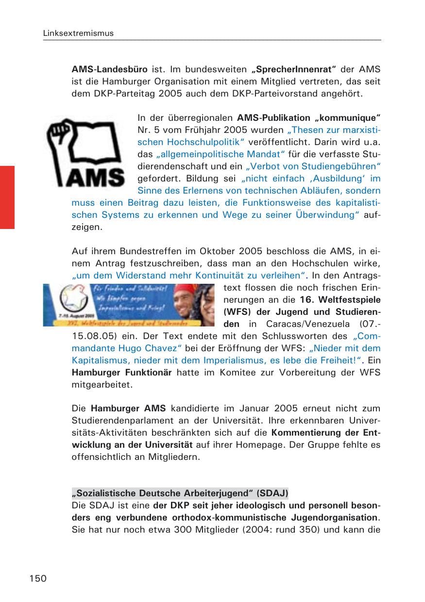 Seite 150 des Verfassungsschutzbericht 2005 Hamburg