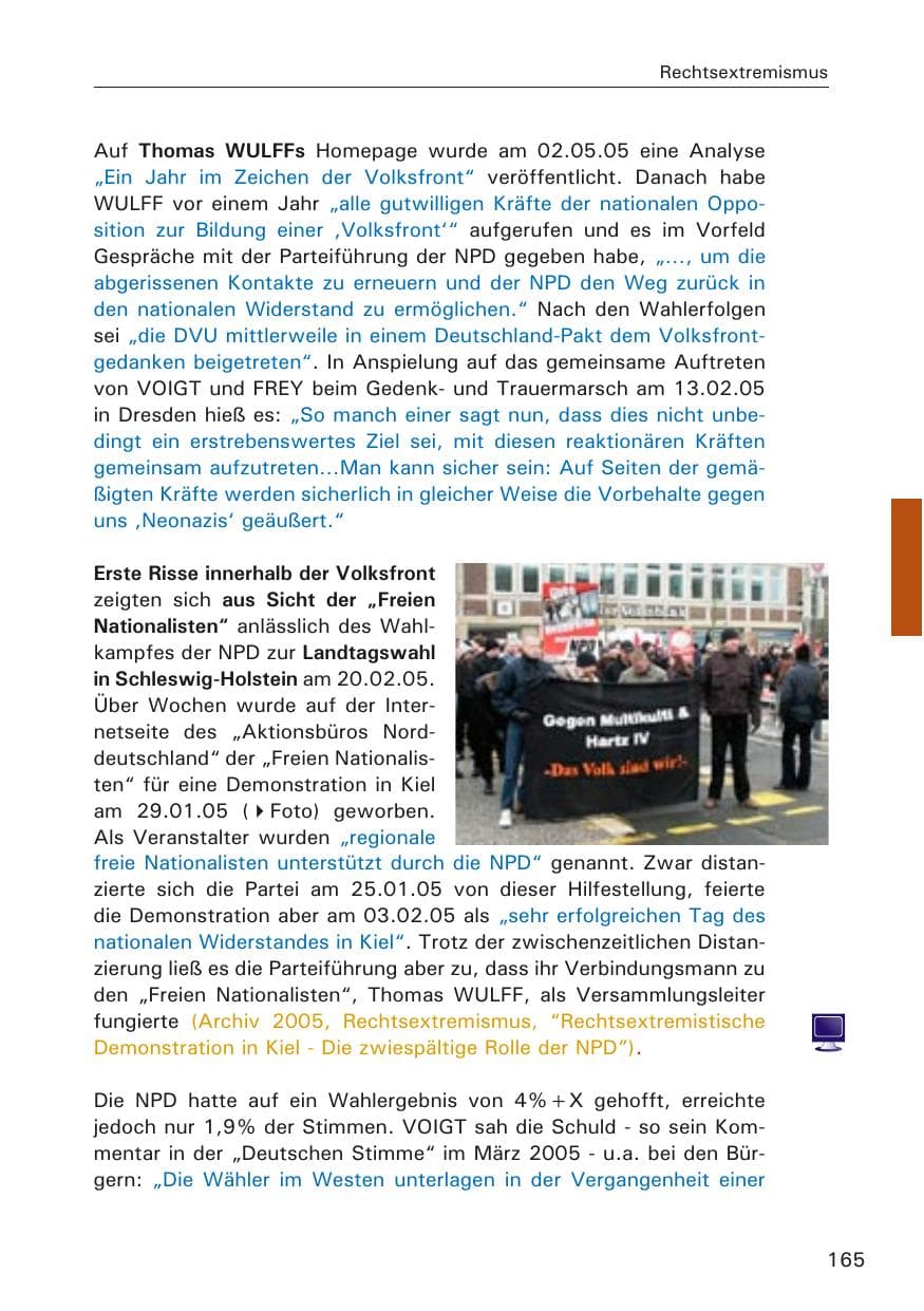 Seite 165 des Verfassungsschutzbericht 2005 Hamburg