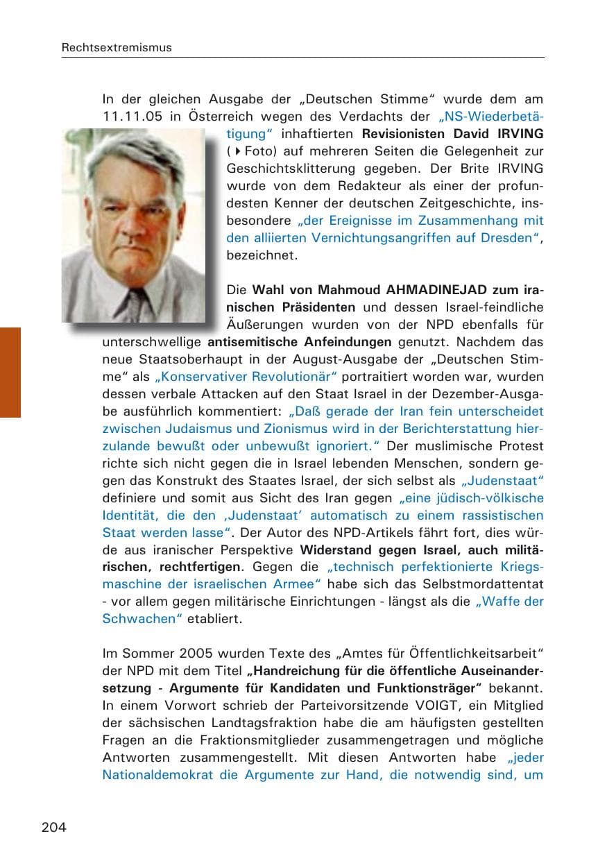 Seite 204 des Verfassungsschutzbericht 2005 Hamburg