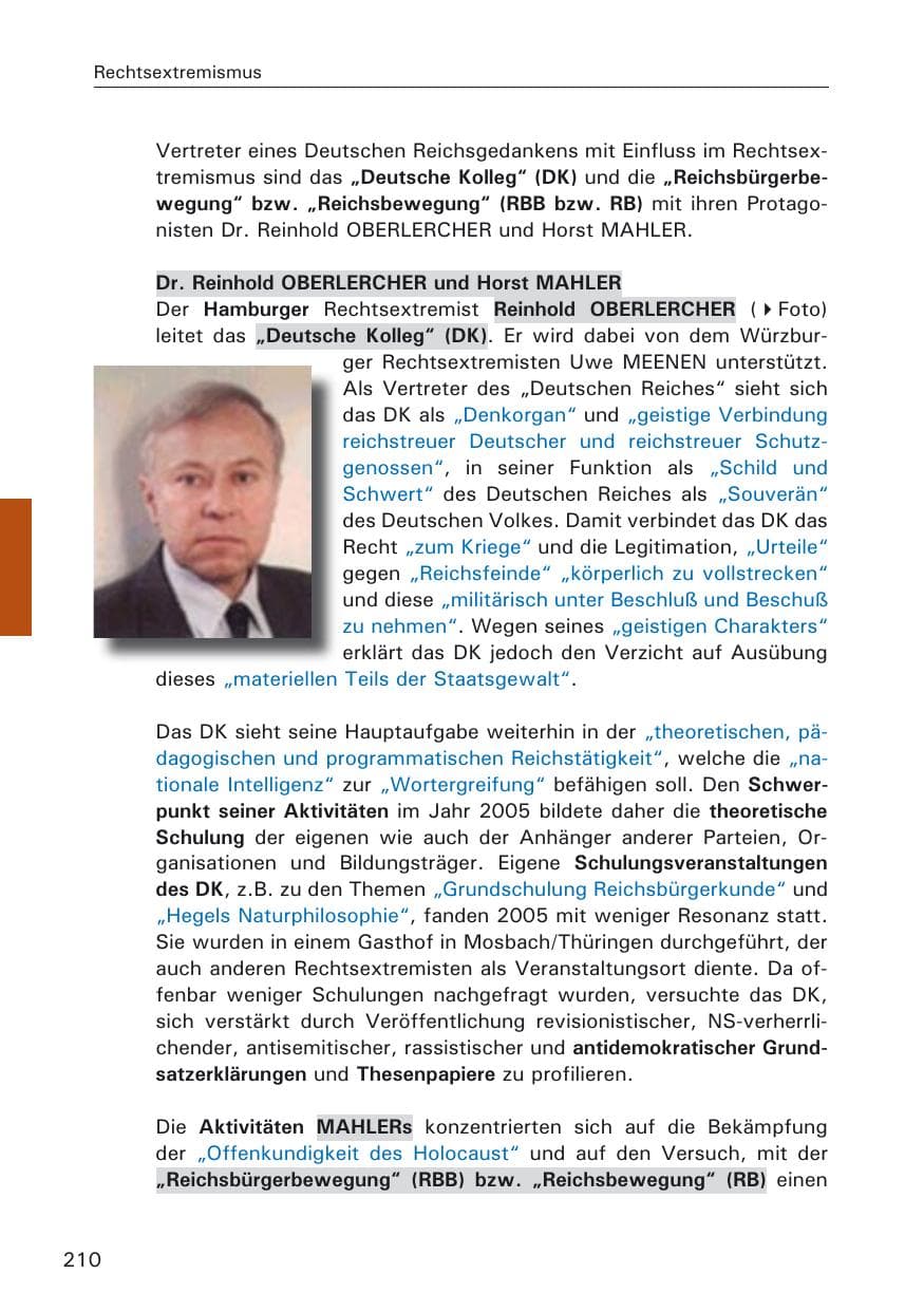 Seite 210 des Verfassungsschutzbericht 2005 Hamburg