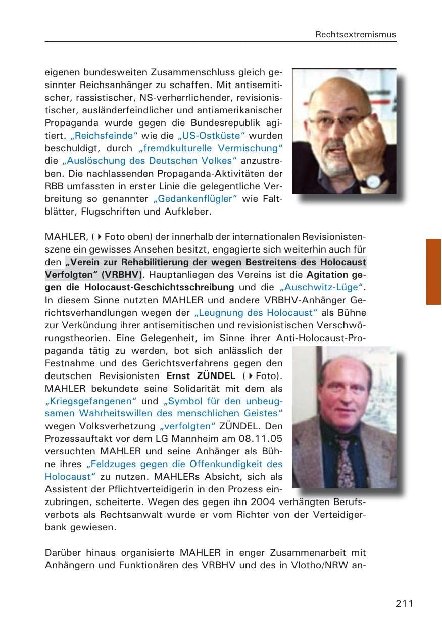Seite 211 des Verfassungsschutzbericht 2005 Hamburg