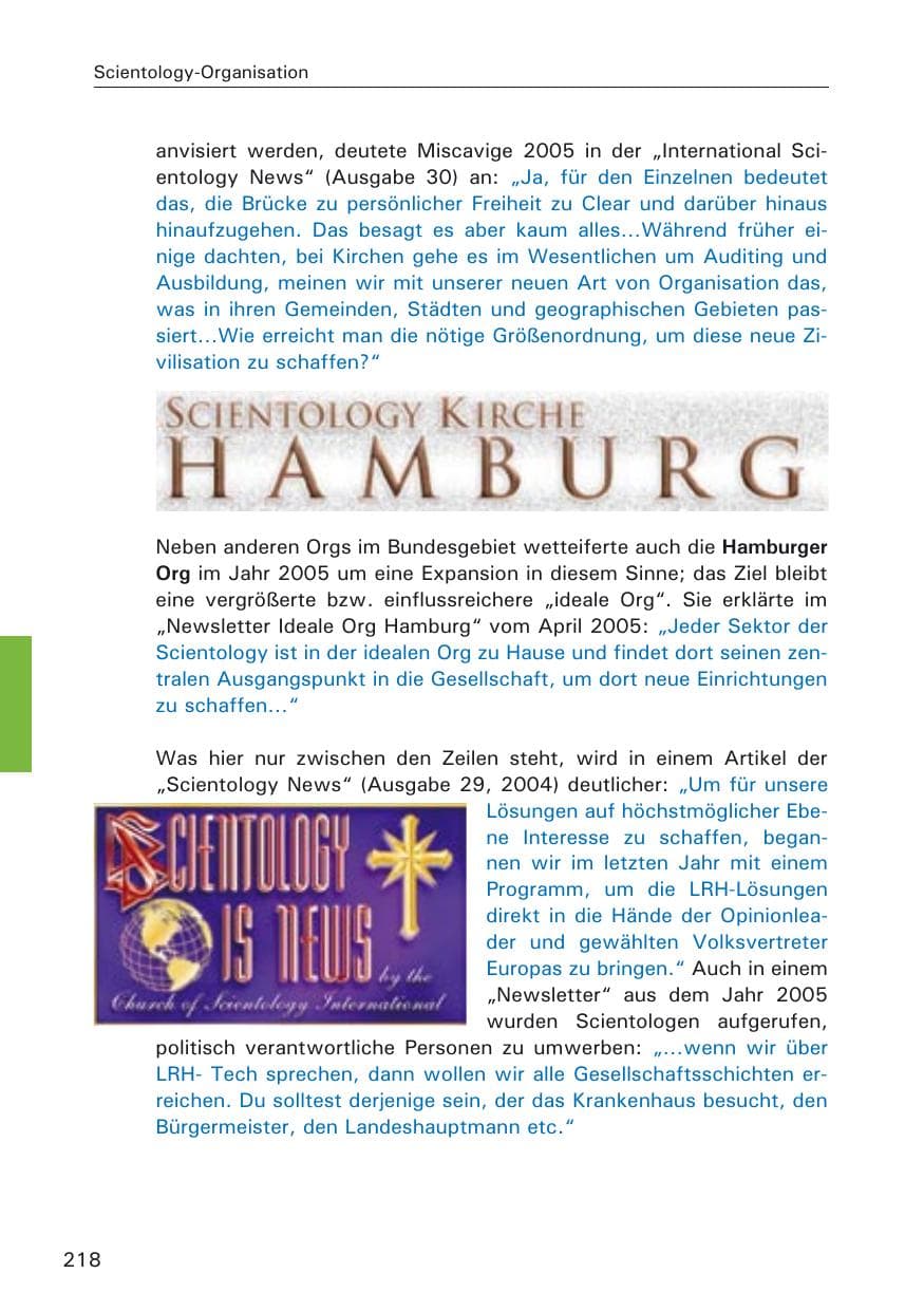 Seite 218 des Verfassungsschutzbericht 2005 Hamburg