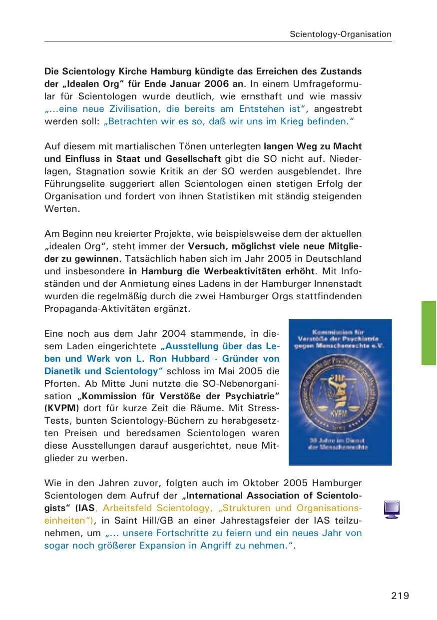 Seite 219 des Verfassungsschutzbericht 2005 Hamburg